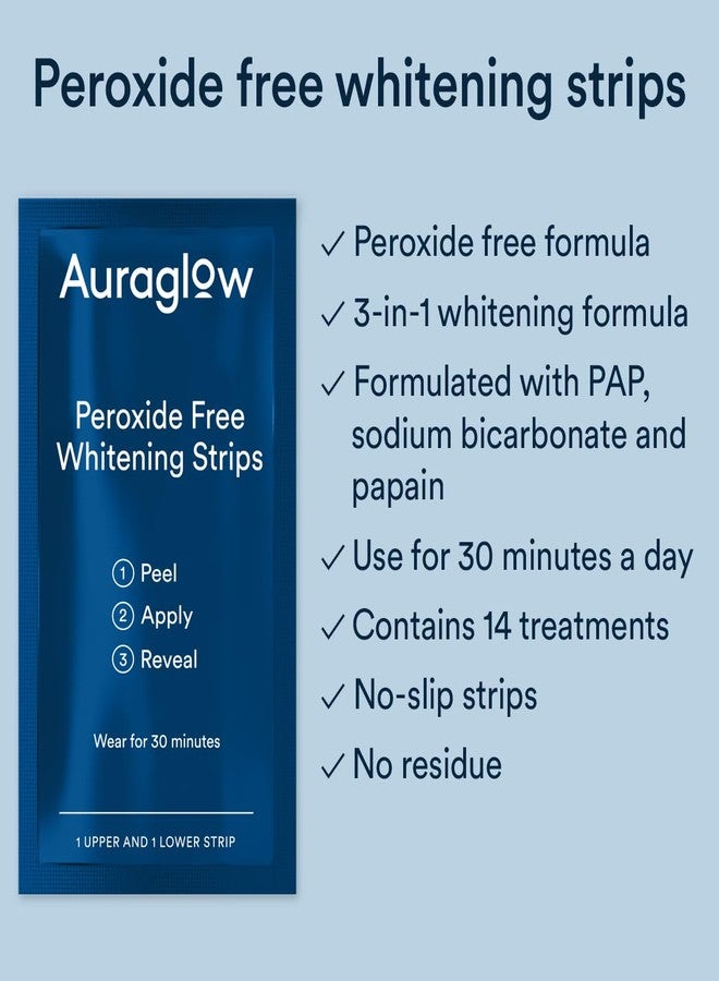 Auraglow Teeth Whitening Strips, Peroxide Free, 14 Treatments, Whitens Teeth Without Sensitivity, Natural Whitening Strips, Removes Years of Stains, Enamel Safe Teeth Whitener, 28 Strips, Mint - Image 2
